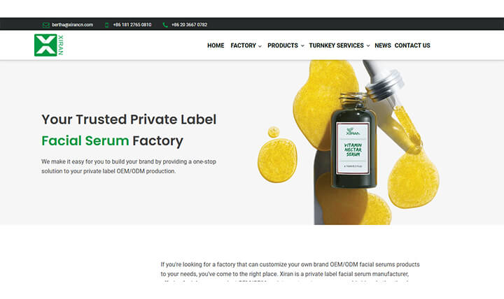 xiran private label face serum manufacturer